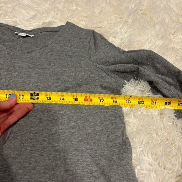 J. Jill Pure J. Jill Gray V Neck Pima Cotton Stretch Shirt Dress Pockets SP - Picture 3 of 12